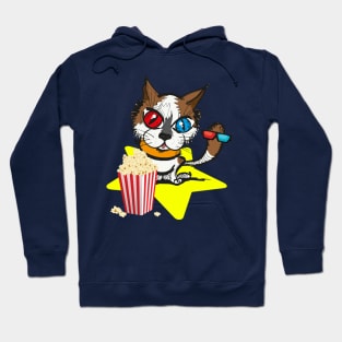 Funny Cat Popcorn Movies Glasses Cinema Fans Night Film Fun Hoodie